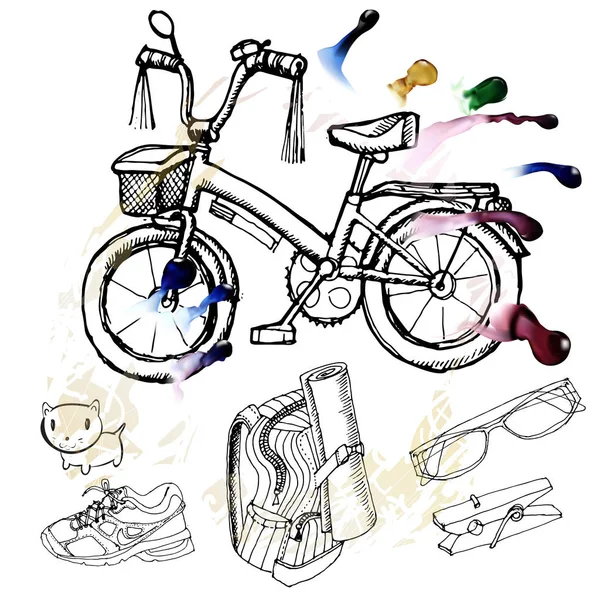 Рисунок на велосипеде — стоковый вектор
