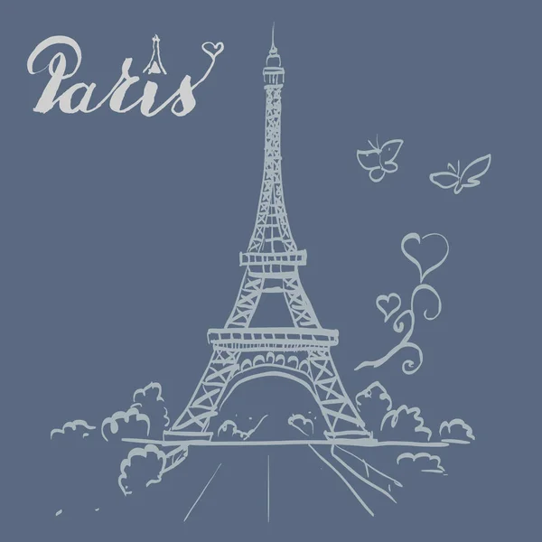 Tour Eiffel illustration vectorielle romantique cadre coeur — Image vectorielle