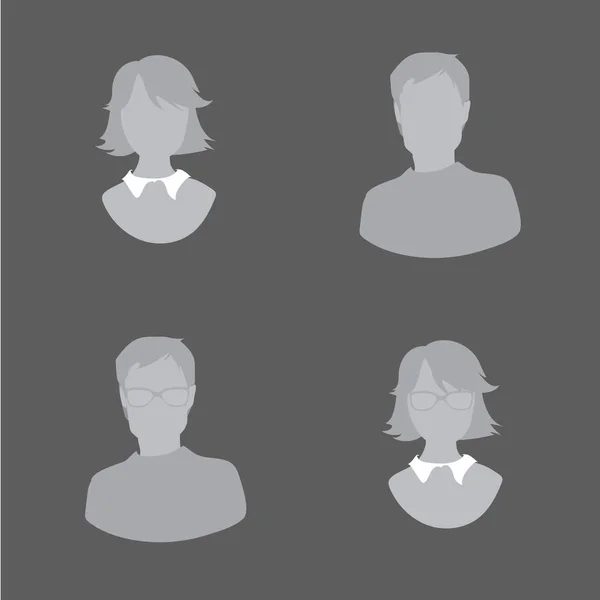 Fliehender Kerl, Mann, Frau, Avatar, Profilbild, graue Silhouette — Stockvektor