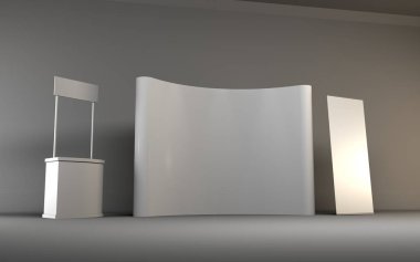 Fuar Standı, sergi tur, 3d render ticaret