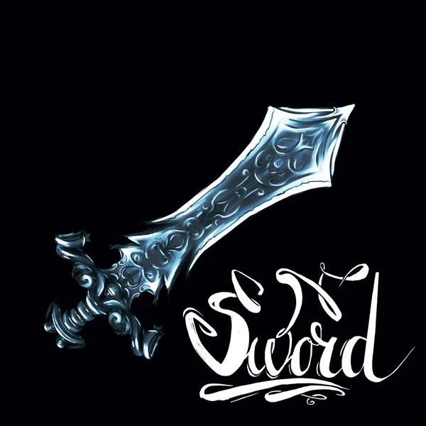 Fantasía espada plata metal objeto juego — Foto de Stock