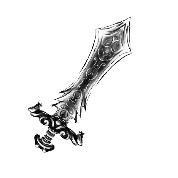 Fantasy miecz srebrny metal obiekt gry — Zdjęcie stockowe
