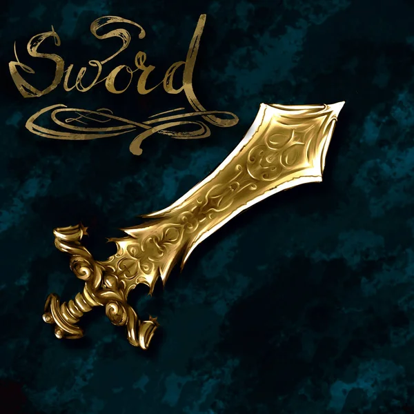 Fantasy sword silver metal object game — Stock Photo, Image