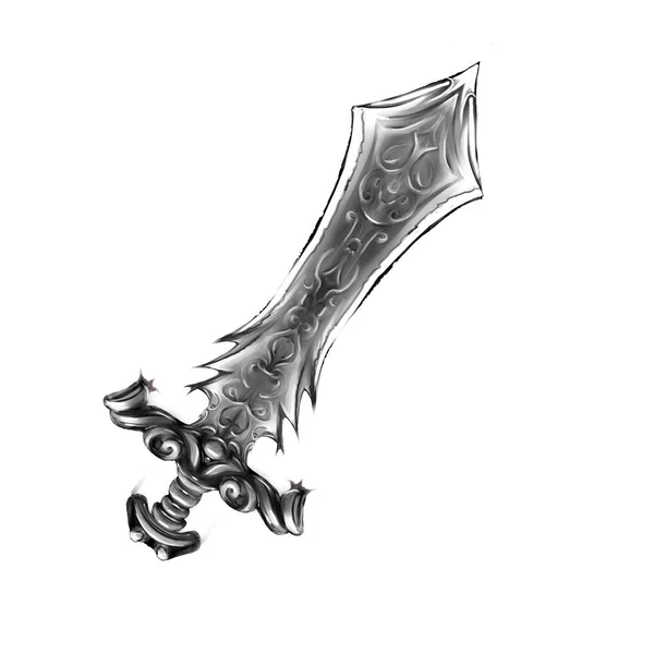 Фантазия меч серебряный металл объект игры — стоковое фото
