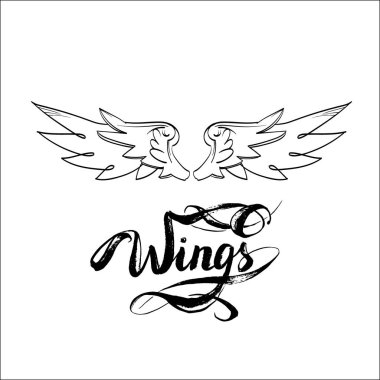 melek kanatları vektörü, harf, çizim