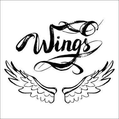 melek kanatları vektörü, harf, çizim