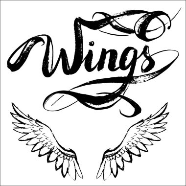 melek kanatları vektörü, harf, çizim