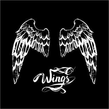 melek kanatları vektörü, harf, çizim