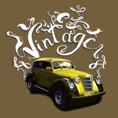 şık retro araba vektör çizgi film