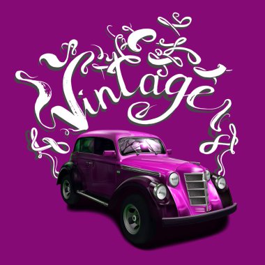 şık retro araba vektör çizgi film