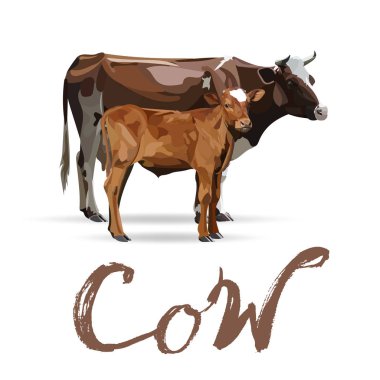 İnek Buzağı kahverengi, vektör