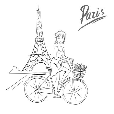Eiffel romantik vektör illüstrasyon kalp çerçeve WAT çizim Tur