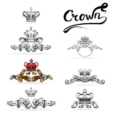 taç vektör, vintage tarzı decoratio için dekoratif elemanlar