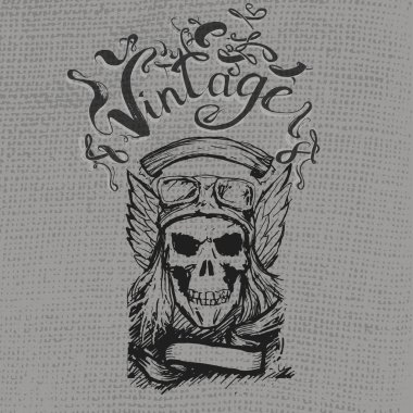 Kafatası kanatları vektör vintage