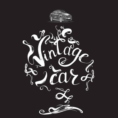 eski model araba yazı vektör