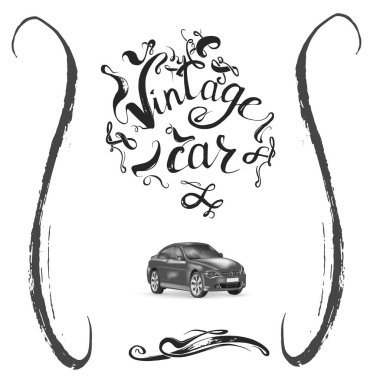 eski model araba yazı vektör
