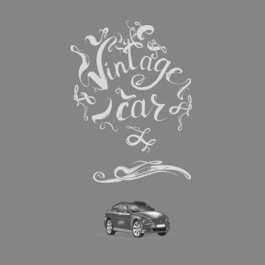 eski model araba yazı vektör