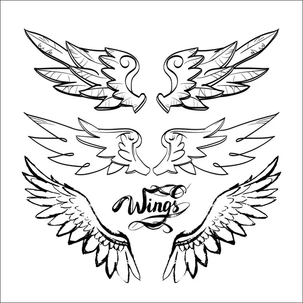 Anielskie skrzydła wektor, liternictwo, rysunek — Wektor stockowy
