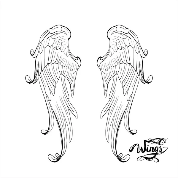Вектор крыльев ангелов, надпись, рисунок — стоковый вектор