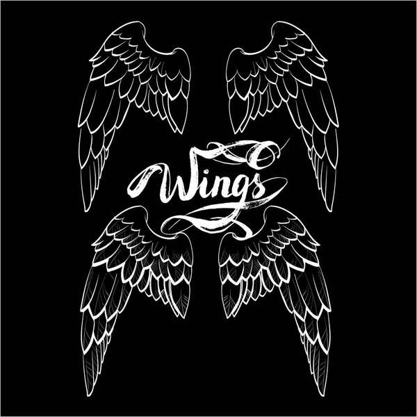 天使翅膀矢量，字母，绘图 — 图库矢量图片