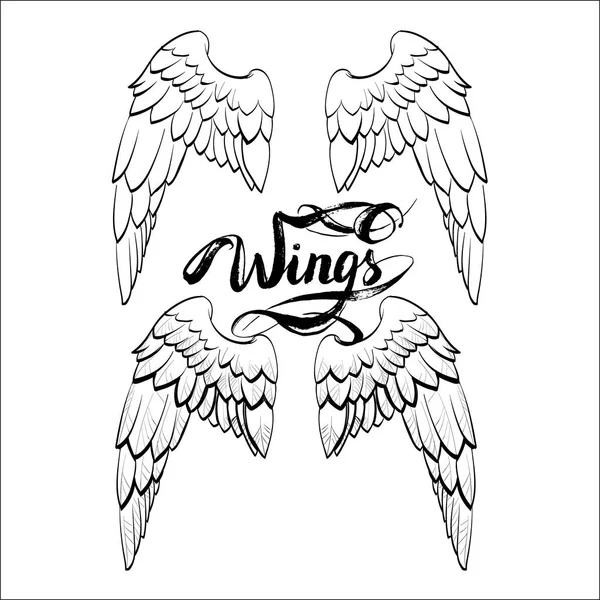Ангельські крила вектор, написи, малюнок — стоковий вектор