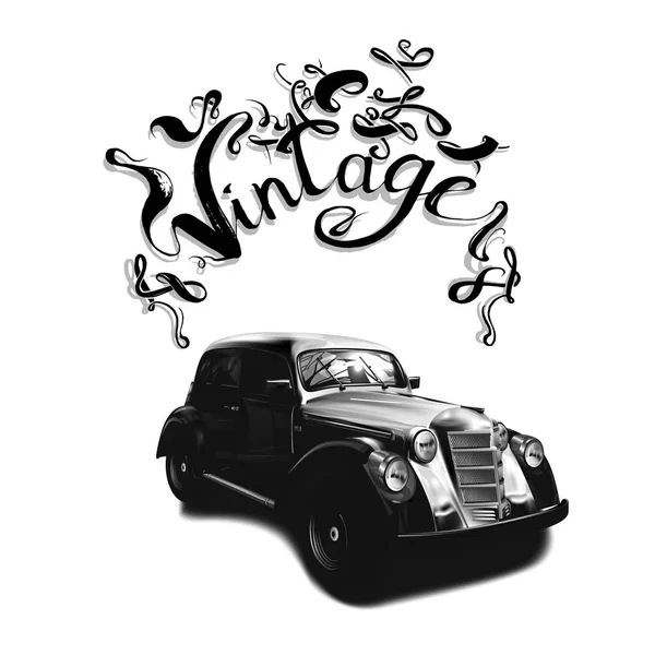 şık retro araba vektör çizgi film