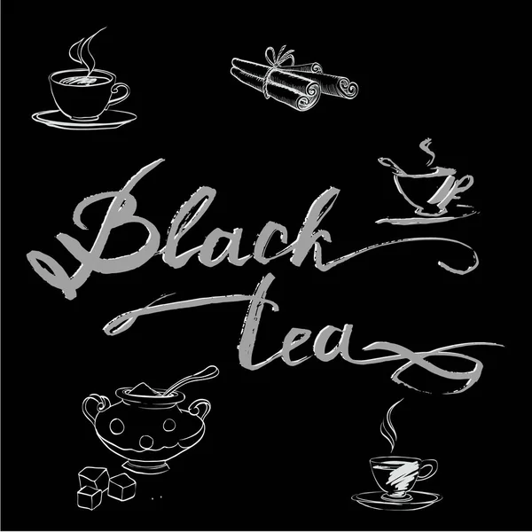 Schwarzer Tee-Vektorbuchstabe — Stockvektor