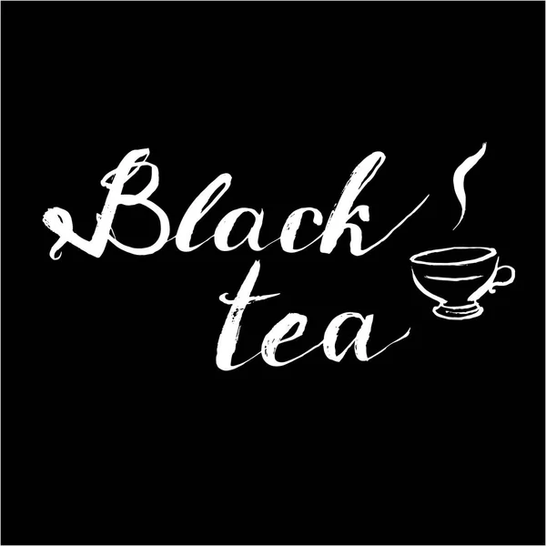 Letterynh schwarzer Tee Vektor — Stockvektor