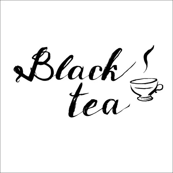 Letterynh schwarzer Tee Vektor — Stockvektor