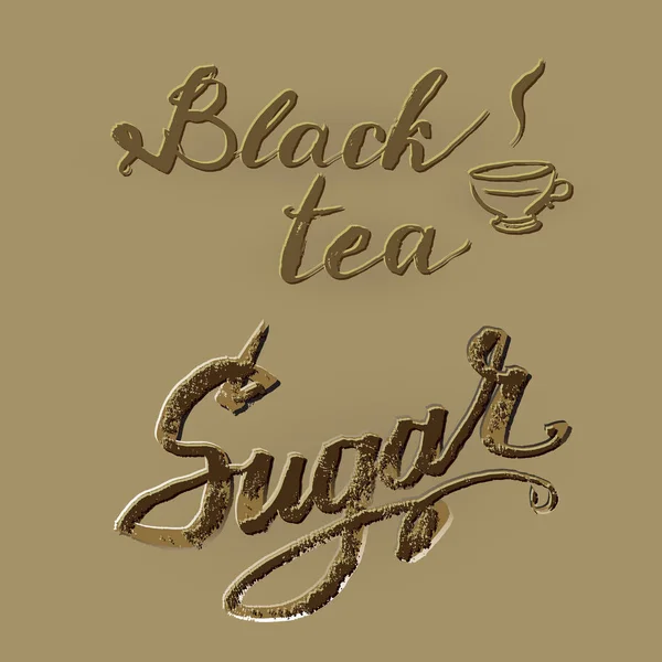 Letterynh schwarzer Tee Zucker Vektor — Stockvektor