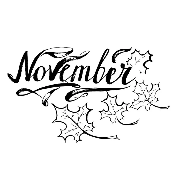 Novembre vector mesi lettering — Vettoriale Stock