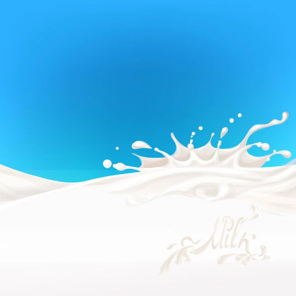 Mleko płynie, w ruchu, rozpryskiwania mleko na białym tle wektor — Wektor stockowy