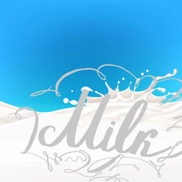 Mléko teče, v pohybu, stříkající mléko samostatný vektor — Stockový vektor