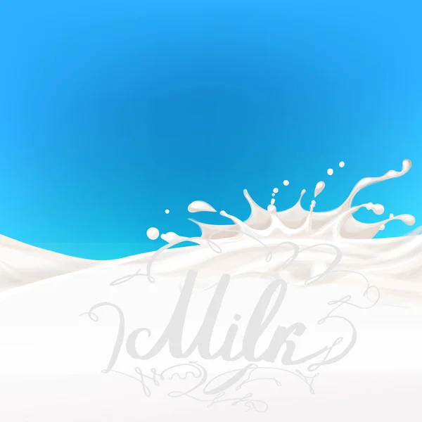 Le lait qui coule, en mouvement, éclaboussant le vecteur isolé du lait — Image vectorielle