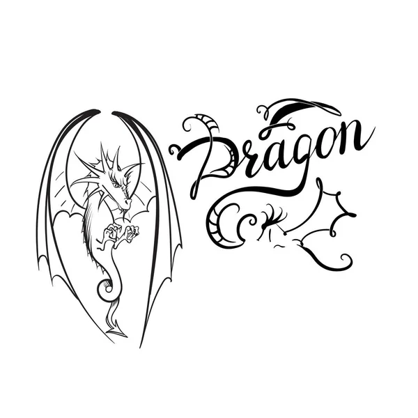 Dragón logo vector icono — Vector de stock