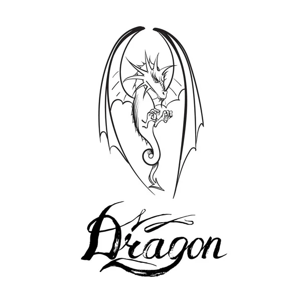 Dragón logo vector icono — Vector de stock