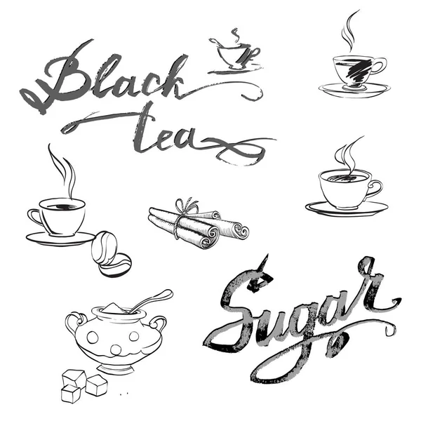 Té negro vector letterynh — Vector de stock