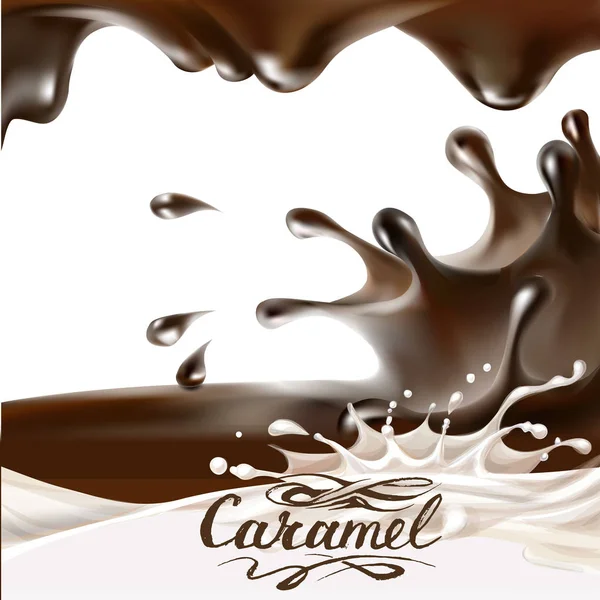 Folyékony csokoládé, karamell, vagy kakaó illusztráció — Stock Vector
