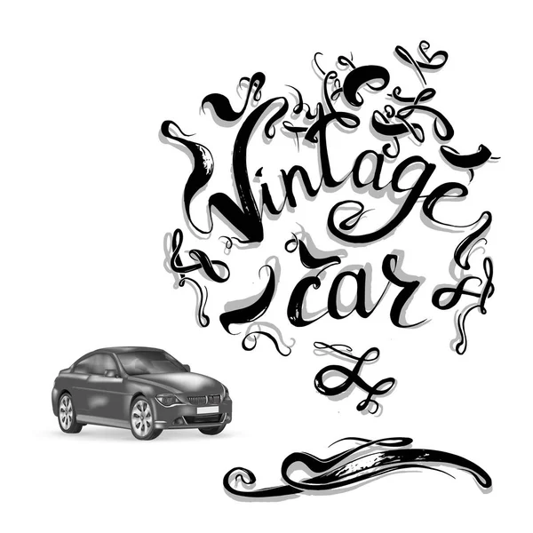 eski model araba yazı vektör