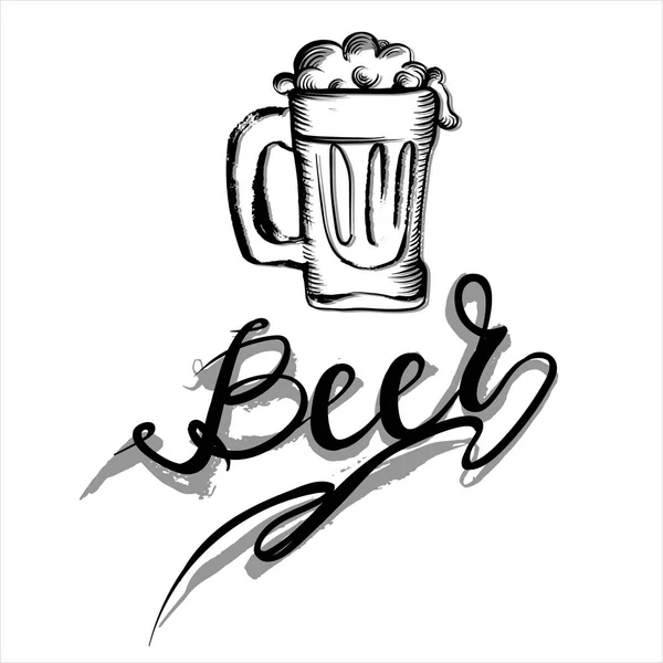 Пиво векторне написання логотипу — стоковий вектор
