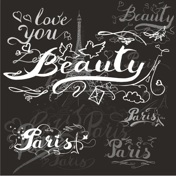 Eiffel romantik vektör illüstrasyon kalp çerçeve çizim su renk boya ve pastel boya, pastel boya, boya damla arka plan doku Tur