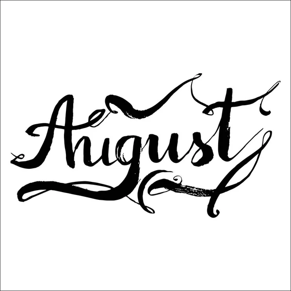 Agosto vetor meses lettering — Vetor de Stock