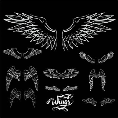 melek kanatları vektörü, harf, çizim