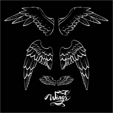 melek kanatları vektörü, harf, çizim