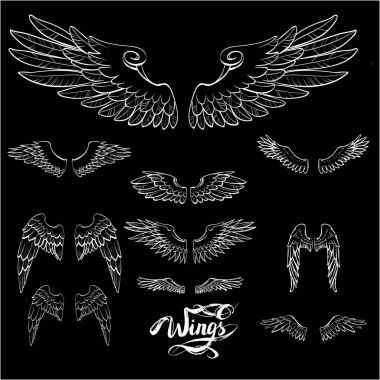 melek kanatları vektörü, harf, çizim
