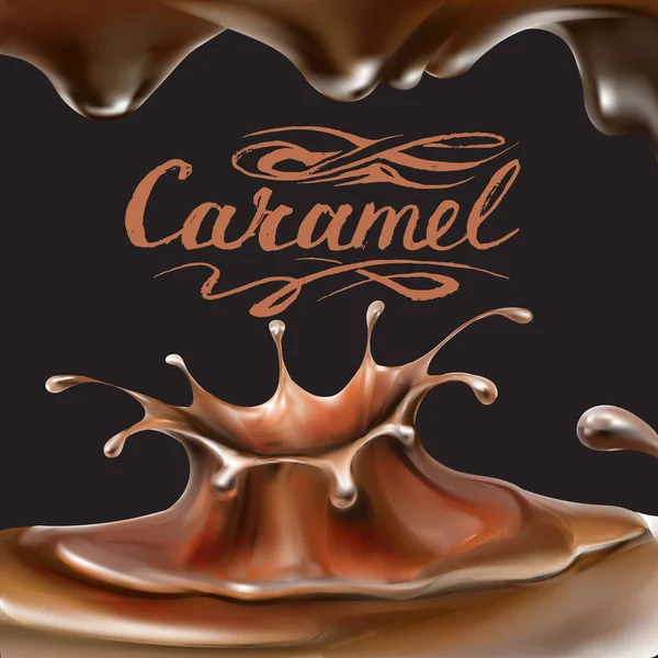 液体チョコレート、キャラメルやココアの図 — ストックベクタ