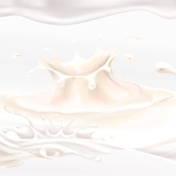 Le lait qui coule, en mouvement, éclaboussant le lait isolé — Image vectorielle