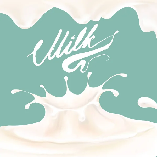Le lait qui coule, en mouvement, éclaboussant le lait isolé — Image vectorielle
