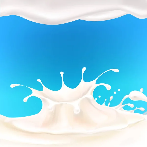 Молоко течет, в движении, плещущее молоко изолировано — стоковый вектор