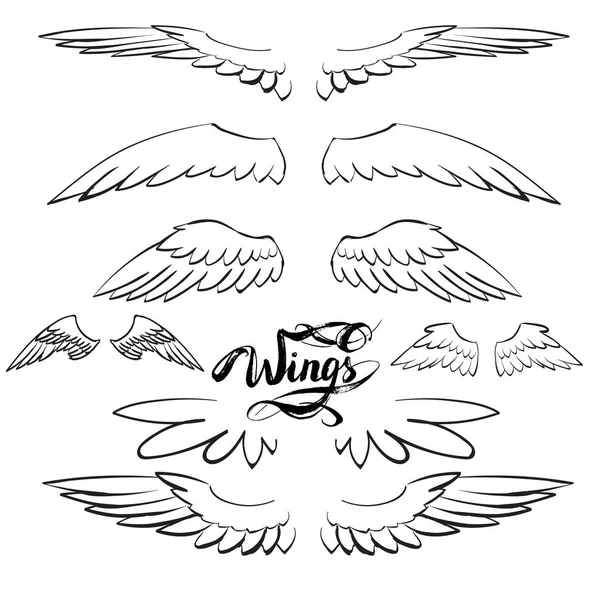 天使翅膀矢量，字母，绘图 — 图库矢量图片
